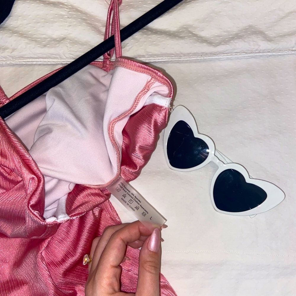 Adorable Glitter Pink Onepiece Swimsuit